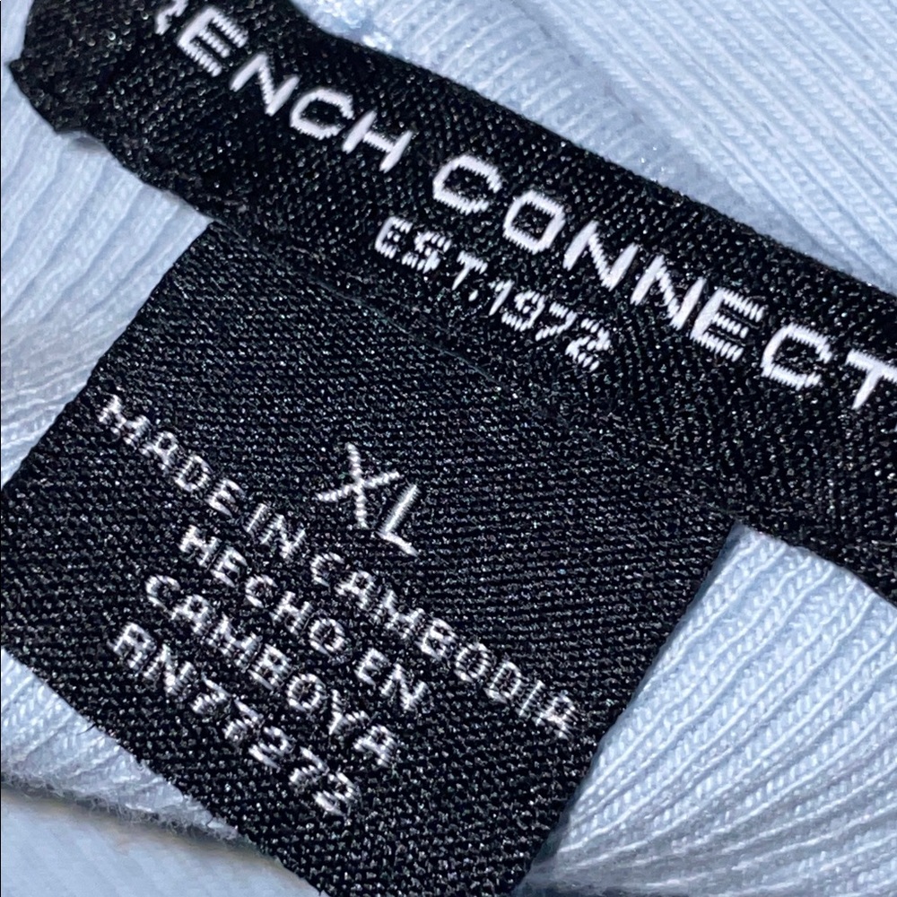 T24 French Connection XL Light Blue Tie Shoulder Tank Top Ribbed - Picture 3 of 4